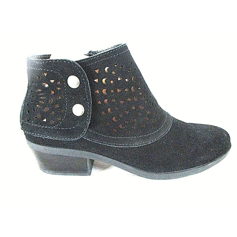 Baretraps Black Suede Booties Block Heel Zip Up Boots Shoes Womens 7 M (SW29)pmf